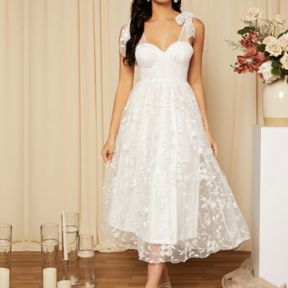 JJ's House A-Line Sweetheart Tea Length White Lace Dress Size XXL - Picture 1 of 5
